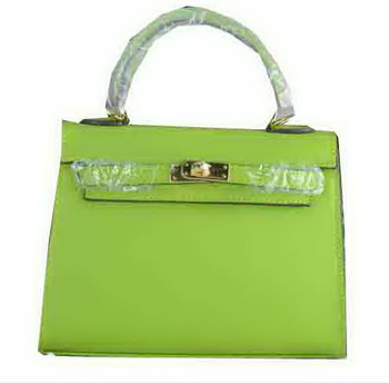 Hermes Kelly 22cm Tote Bag Calfskin Leather Green