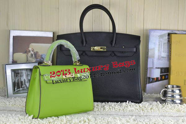 Hermes Kelly 22cm Tote Bag Calfskin Leather Green