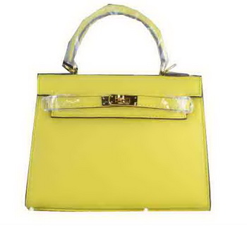 Hermes Kelly 22cm Tote Bag Calfskin Leather Lemon