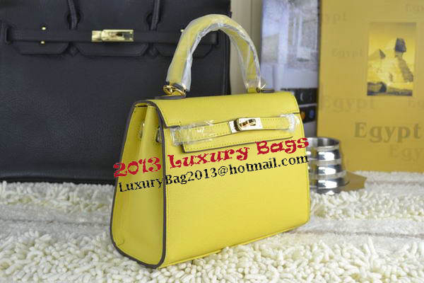 Hermes Kelly 22cm Tote Bag Calfskin Leather Lemon