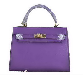 Hermes Kelly 22cm Tote Bag Calfskin Leather Purple