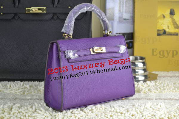 Hermes Kelly 22cm Tote Bag Calfskin Leather Purple