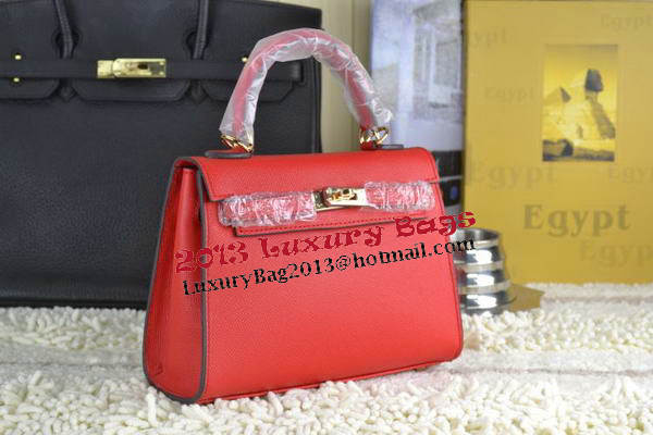 Hermes Kelly 22cm Tote Bag Calfskin Leather Red