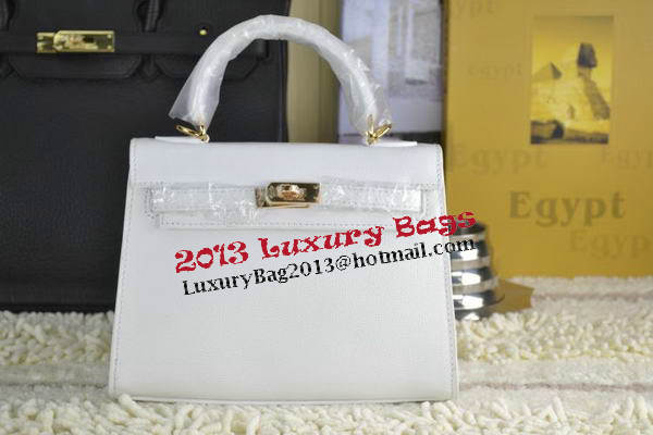 Hermes Kelly 22cm Tote Bag Calfskin Leather White