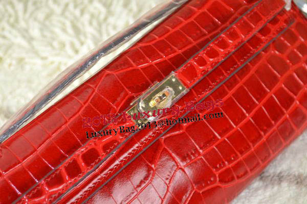 Hermes Kelly Clutch Bag Croco Leather K31 Red