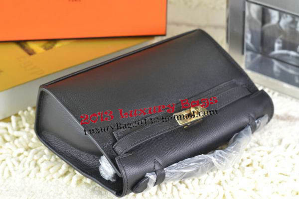 Hermes MINI Kelly 22cm Tote Bag Calfskin Leather Black