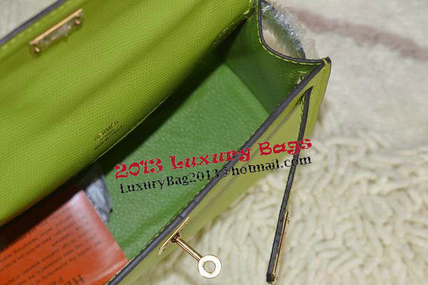 Hermes MINI Kelly 22cm Tote Bag Calfskin Leather Green