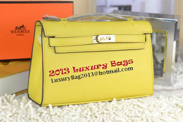 Hermes MINI Kelly 22cm Tote Bag Calfskin Leather Lemon