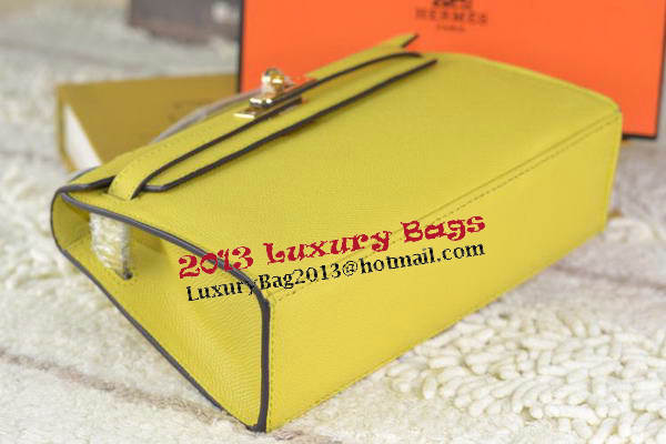 Hermes MINI Kelly 22cm Tote Bag Calfskin Leather Lemon