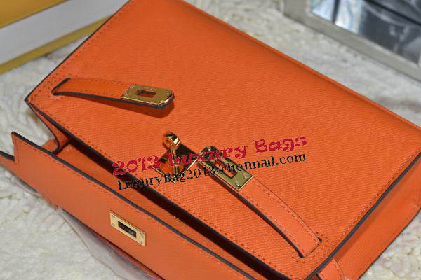 Hermes MINI Kelly 22cm Tote Bag Calfskin Leather Orange