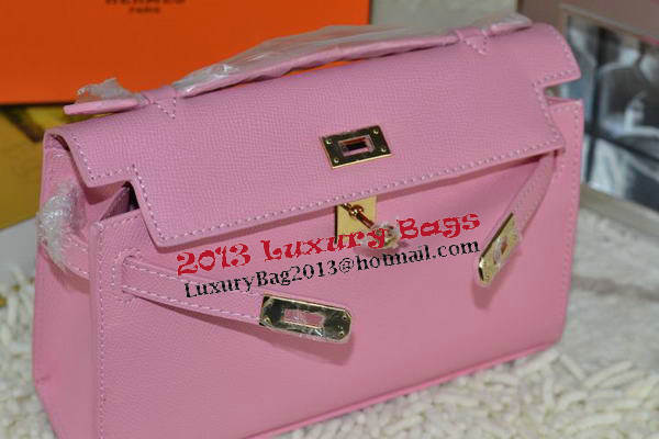 Hermes MINI Kelly 22cm Tote Bag Calfskin Leather Pink