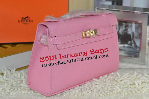 Hermes MINI Kelly 22cm Tote Bag Calfskin Leather Pink