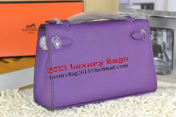 Hermes MINI Kelly 22cm Tote Bag Calfskin Leather Purple