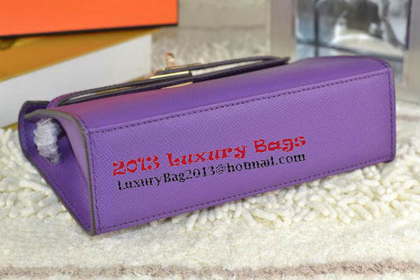 Hermes MINI Kelly 22cm Tote Bag Calfskin Leather Purple