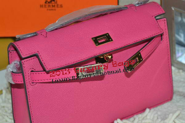 Hermes MINI Kelly 22cm Tote Bag Calfskin Leather Rose