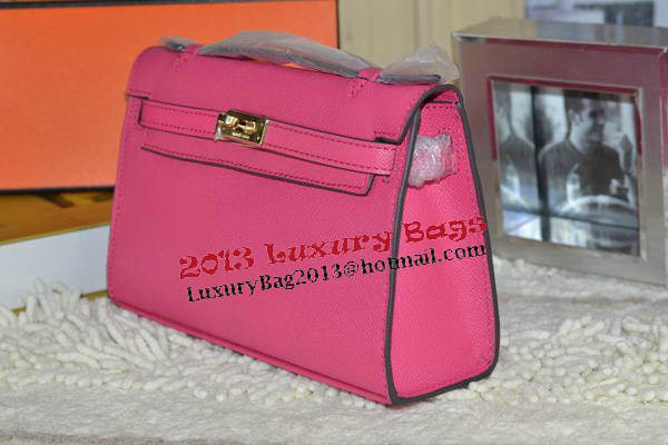 Hermes MINI Kelly 22cm Tote Bag Calfskin Leather Rose