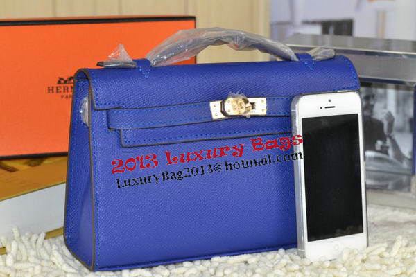 Hermes MINI Kelly 22cm Tote Bag Calfskin Leather Royal