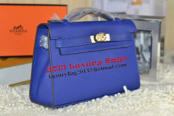 Hermes MINI Kelly 22cm Tote Bag Calfskin Leather Royal