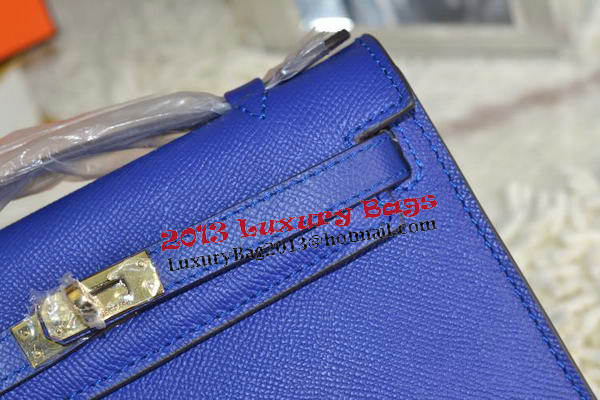 Hermes MINI Kelly 22cm Tote Bag Calfskin Leather Royal