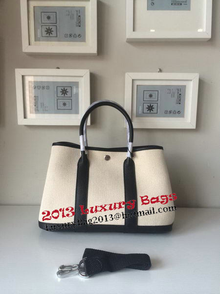 Hermes Garden Party 30CM Bag Canvas Leather H11S Black&White