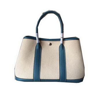 Hermes Garden Party 30CM Bag Canvas Leather H11S Blue