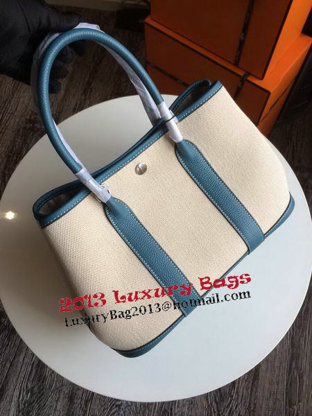 Hermes Garden Party 30CM Bag Canvas Leather H11S Blue