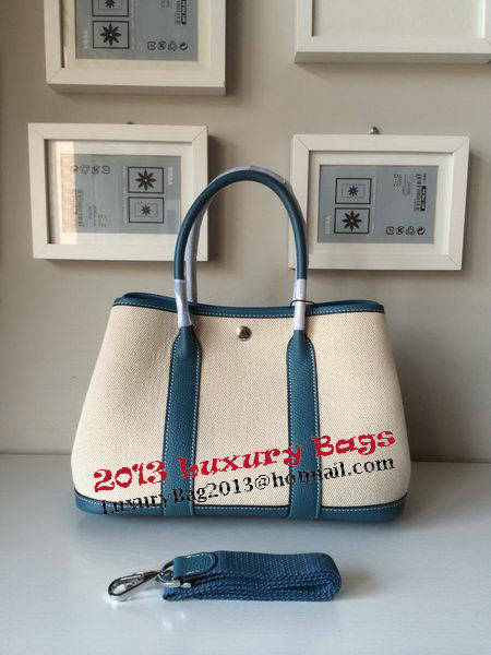 Hermes Garden Party 30CM Bag Canvas Leather H11S Blue