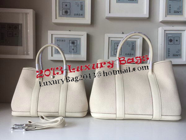 Hermes Garden Party 30CM Bag Canvas Leather H11S OffWhite