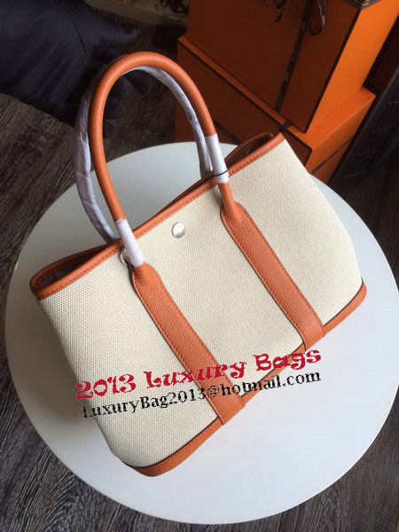 Hermes Garden Party 30CM Bag Canvas Leather H11S Orange