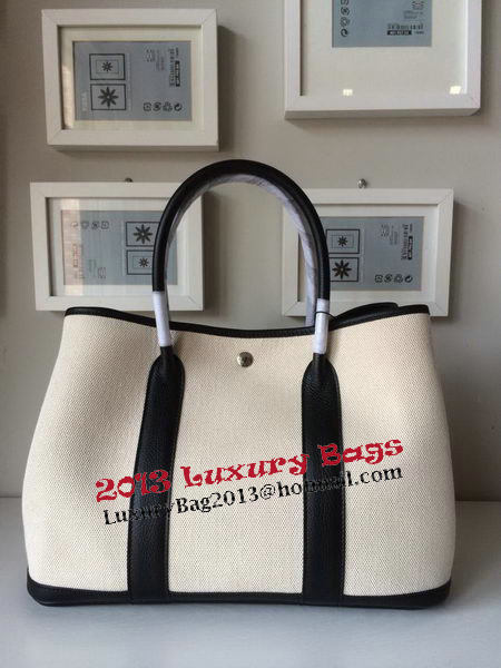 Hermes Garden Party 36CM Bag Canvas Leather H11M Black&White