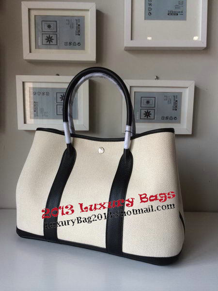 Hermes Garden Party 36CM Bag Canvas Leather H11M Black&White