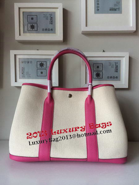 Hermes Garden Party 36CM Bag Canvas Leather H11M Rosy