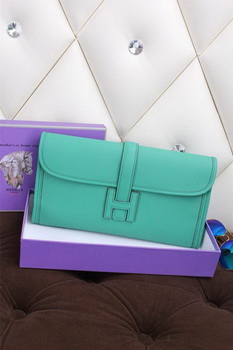 Hermes Jige Clutch Bag Calfskin Leather H258 Green