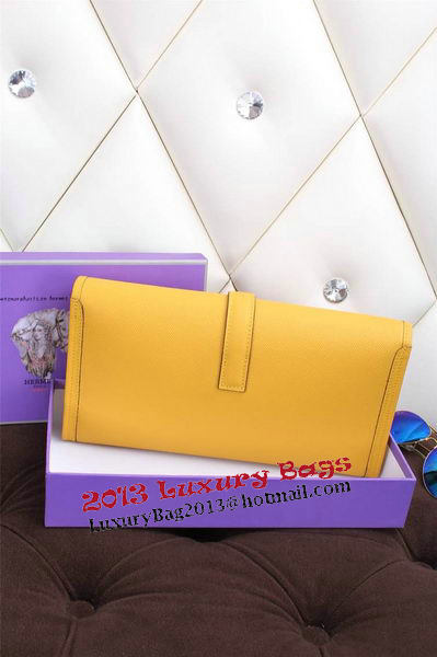 Hermes Jige Clutch Bag Calfskin Leather H258 Lemon