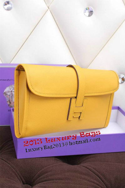 Hermes Jige Clutch Bag Calfskin Leather H258 Lemon