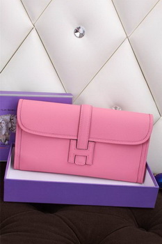 Hermes Jige Clutch Bag Calfskin Leather H258 Pink