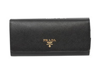 Prada Saffiano Leather Bifond Wallet 1M11335 Black