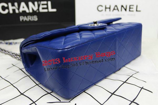 Chanel Classic Flap Bag Blue Original Leather CF1113 Silver