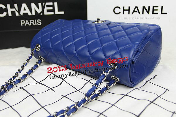 Chanel Classic Flap Bag Blue Original Leather CF1113 Silver