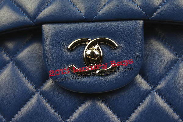 Chanel Classic Flap Bag Blue Original Leather CF1113 Silver