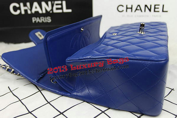 Chanel Classic Flap Bag Blue Original Leather CF1113 Silver