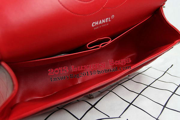 Chanel Classic Flap Bag Red Original Leather CF1113 Silver