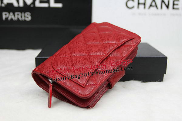 Chanel Matelasse Bi-Fold Wallet Original Cannage Pattern Leater CHA48667 Red