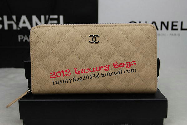 Chanel Matelasse Zip Around Wallet Cannage Pattern A50097 Apricot