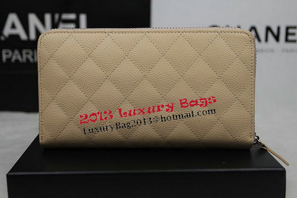 Chanel Matelasse Zip Around Wallet Cannage Pattern A50097 Apricot