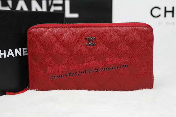 Chanel Matelasse Zip Around Wallet Cannage Pattern A50097 Red