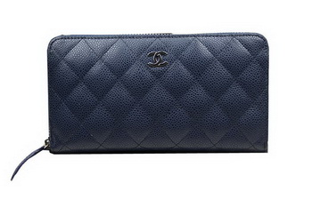 Chanel Matelasse Zip Around Wallet Cannage Pattern A50097 Royal