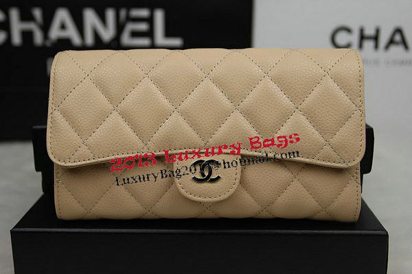 Chanel Tri-Fold Wallet Original Cannage Pattern Leather CHA31506 Apricot