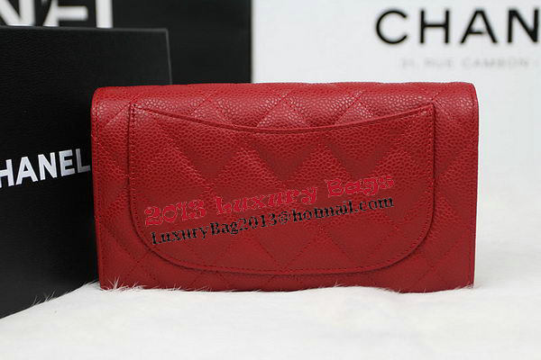 Chanel Tri-Fold Wallet Original Cannage Pattern Leather CHA31506 Red