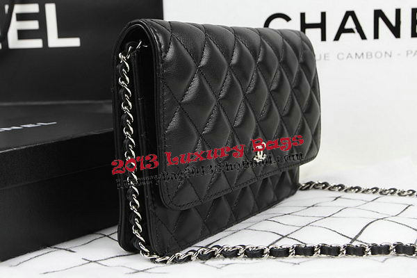 Chanel mini Flap Bag CHA33814 Black Original Sheepskin Leather Silver